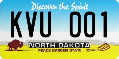 ND license plate KVU001