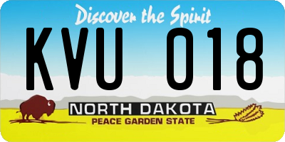 ND license plate KVU018