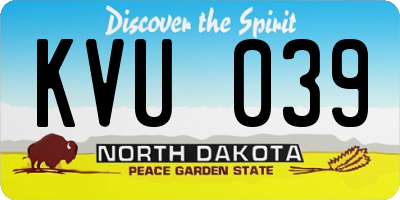 ND license plate KVU039