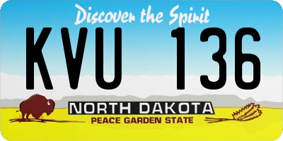 ND license plate KVU136