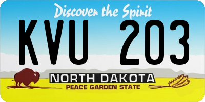 ND license plate KVU203