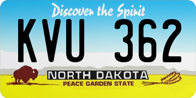 ND license plate KVU362
