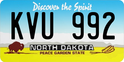 ND license plate KVU992