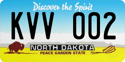 ND license plate KVV002