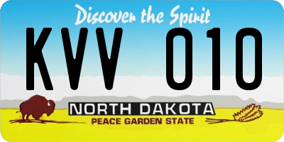 ND license plate KVV010