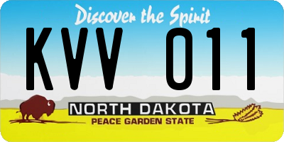 ND license plate KVV011