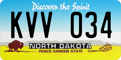 ND license plate KVV034
