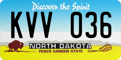 ND license plate KVV036