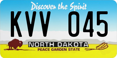 ND license plate KVV045