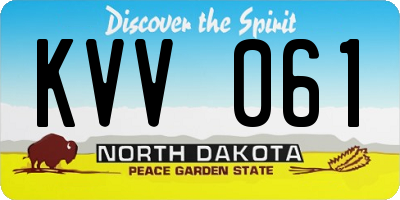 ND license plate KVV061
