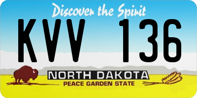 ND license plate KVV136