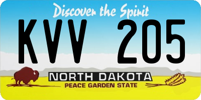 ND license plate KVV205