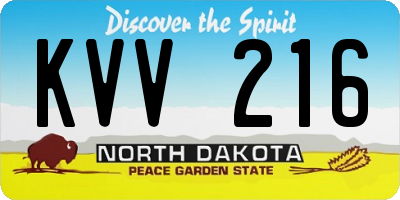 ND license plate KVV216