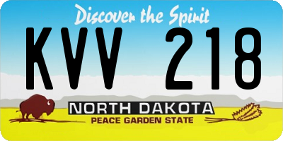 ND license plate KVV218
