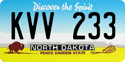 ND license plate KVV233