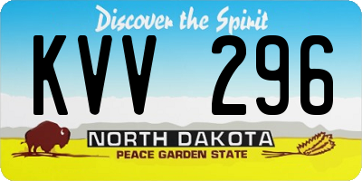 ND license plate KVV296