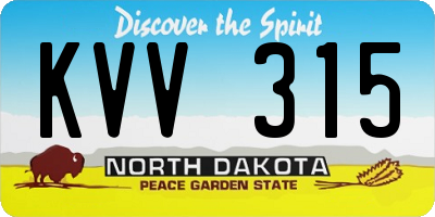 ND license plate KVV315