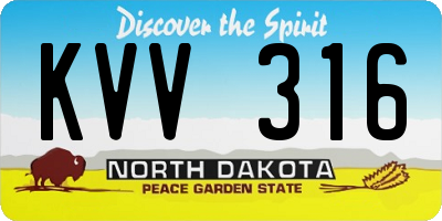 ND license plate KVV316