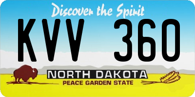 ND license plate KVV360