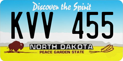 ND license plate KVV455