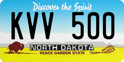 ND license plate KVV500
