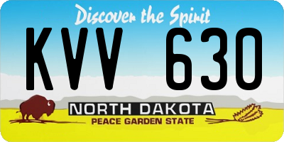 ND license plate KVV630