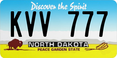 ND license plate KVV777