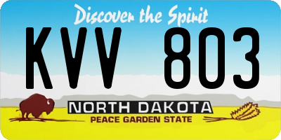 ND license plate KVV803