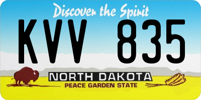 ND license plate KVV835