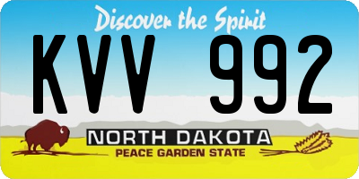 ND license plate KVV992