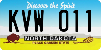 ND license plate KVW011