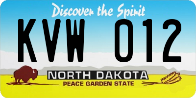 ND license plate KVW012
