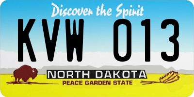 ND license plate KVW013