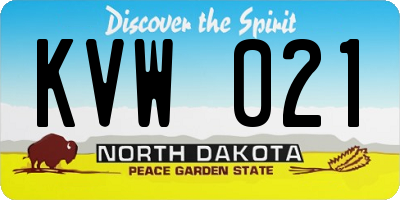 ND license plate KVW021