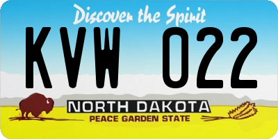 ND license plate KVW022