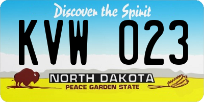ND license plate KVW023