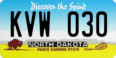 ND license plate KVW030