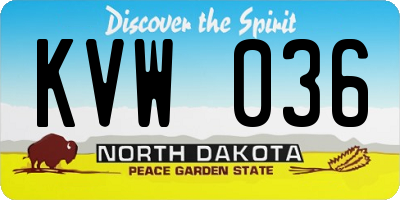 ND license plate KVW036