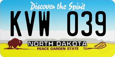 ND license plate KVW039