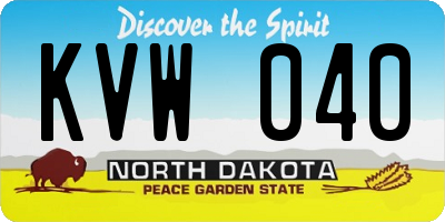 ND license plate KVW040