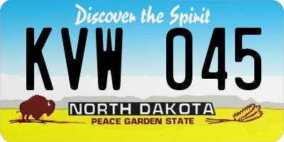 ND license plate KVW045