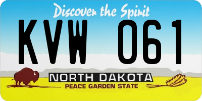 ND license plate KVW061