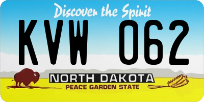 ND license plate KVW062