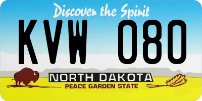 ND license plate KVW080