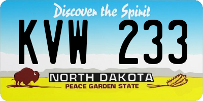 ND license plate KVW233