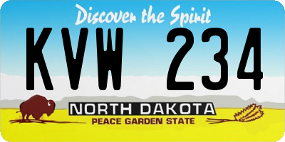 ND license plate KVW234