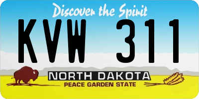 ND license plate KVW311