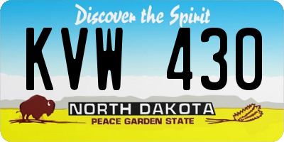 ND license plate KVW430