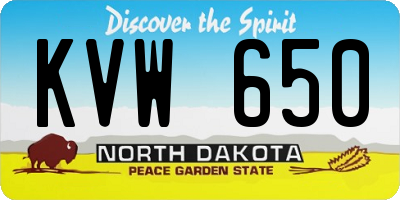 ND license plate KVW650