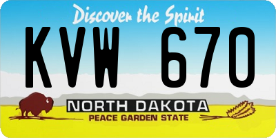 ND license plate KVW670